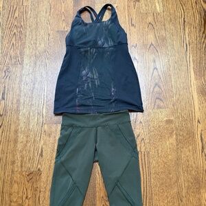Lululemon mesh trim capri and tank top size 4